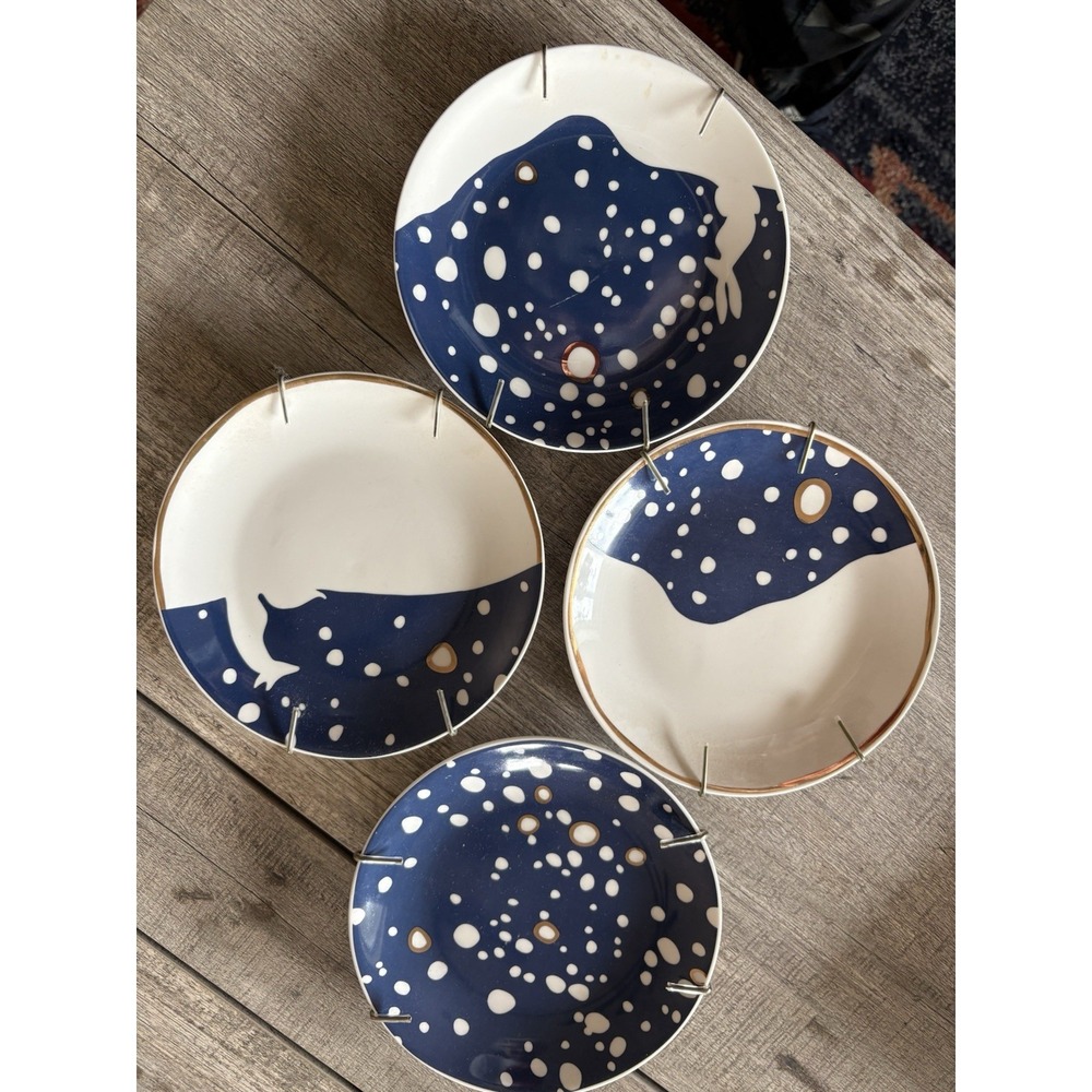 Eric & Eloise Accent Decor Set 4 Winter 6" Dessert Salad Display Plates